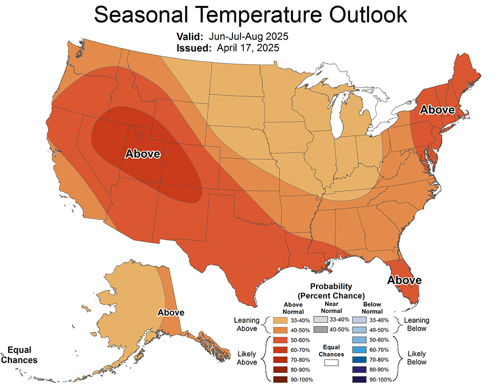 Temperature outlook from NOAA as April 17, 2025